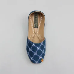 Outlet Blue Mirror Work Embroidered Jutti BOY Shoes