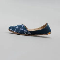Outlet Blue Mirror Work Embroidered Jutti BOY Shoes