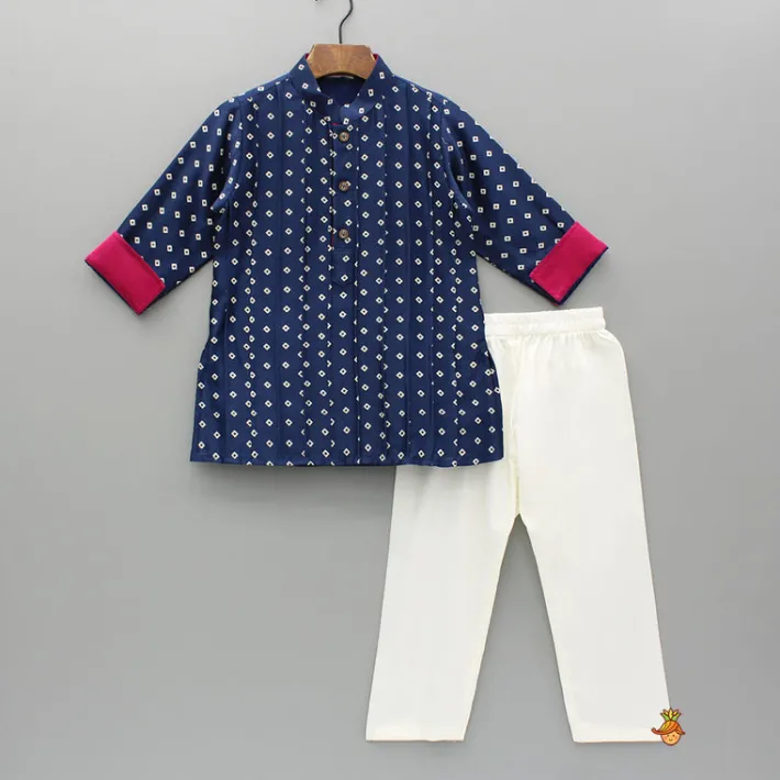 New Blue Pintuck Detailed Chanderi Kurta And Pyjama BOY Indian Ethnic Wear | Ethnic Sets