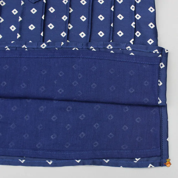 New Blue Pintuck Detailed Chanderi Kurta And Pyjama BOY Indian Ethnic Wear | Ethnic Sets