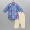 Outlet Blue Printed And Embroidered Kurta With Pyjama BOY Indian Ethnic Wear | Ethnic Sets