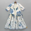 Online Blue Printed Flared Kurti And Front Open Collar Jacket Ethnic Wear | Kurtis & Jumpsuits