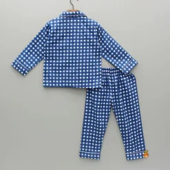 Clearance Blue Printed Notch Collar Sleepwear BOY Sleep Wear | Sleepwear