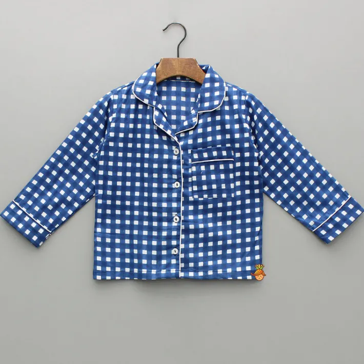 Clearance Blue Printed Notch Collar Sleepwear BOY Sleep Wear | Sleepwear