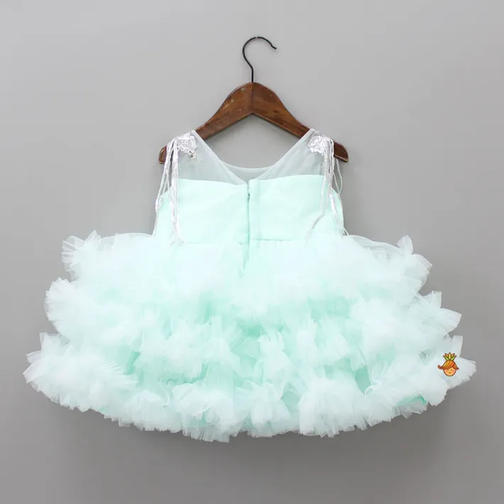 Fashion Blue Ruffle And Sequin Dress With Hair Clip Dresses & Sets | Dresses