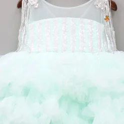 Fashion Blue Ruffle And Sequin Dress With Hair Clip Dresses & Sets | Dresses