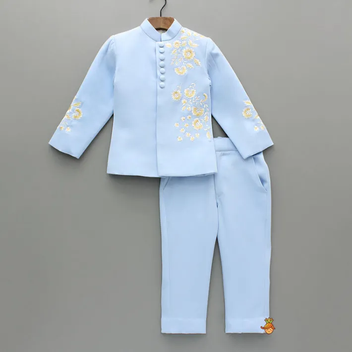 Fashion Blue Sherwani With Embroidery And Pant BOY Indian Ethnic Wear | Sherwani Sets
