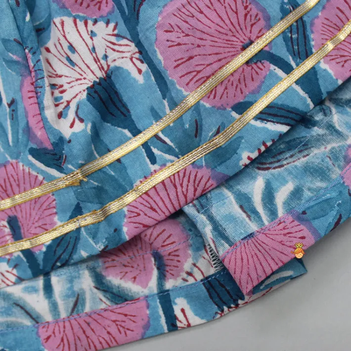 New Blue Strappy Kurti And Pleated Dhoti Style Pant Ethnic Wear | Dhotis & Patialas