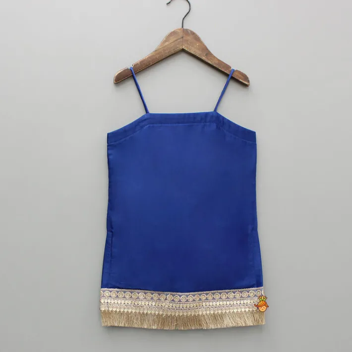 Online Blue Strappy Top And Sharara With Dupatta Ethnic Wear | Palazzos & Shararas