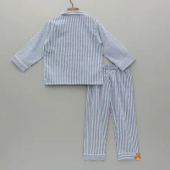 Fashion Blue Stripe Notch Collar Sleepwear BOY Sleep Wear | Sleepwear