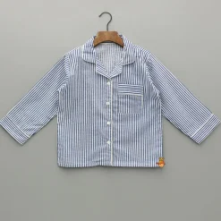 Fashion Blue Stripe Notch Collar Sleepwear BOY Sleep Wear | Sleepwear