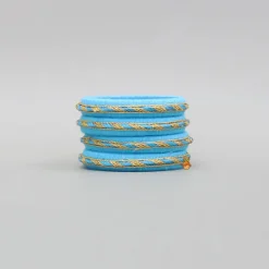 Sale Blue Thread And Lace Detailed Bangles Set Bangles