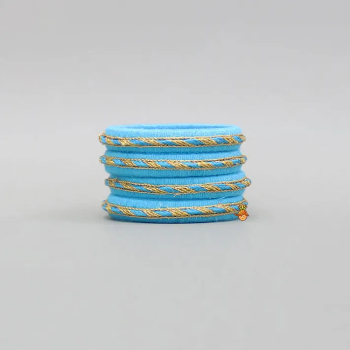 Sale Blue Thread And Lace Detailed Bangles Set Bangles