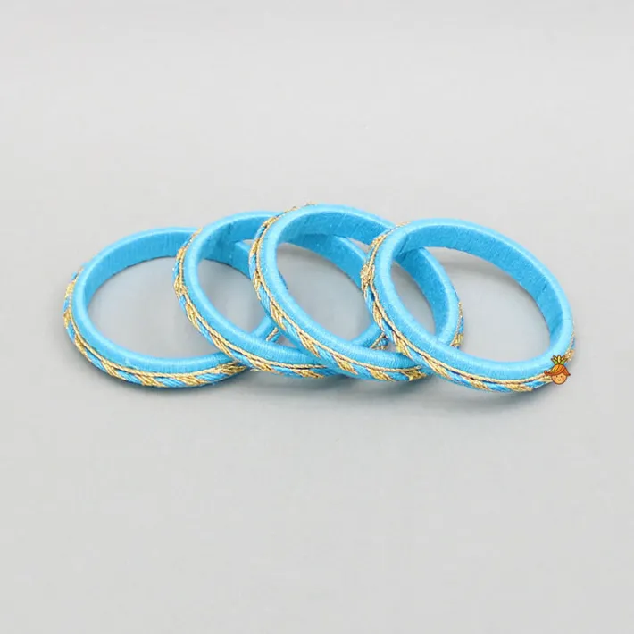 Sale Blue Thread And Lace Detailed Bangles Set Bangles