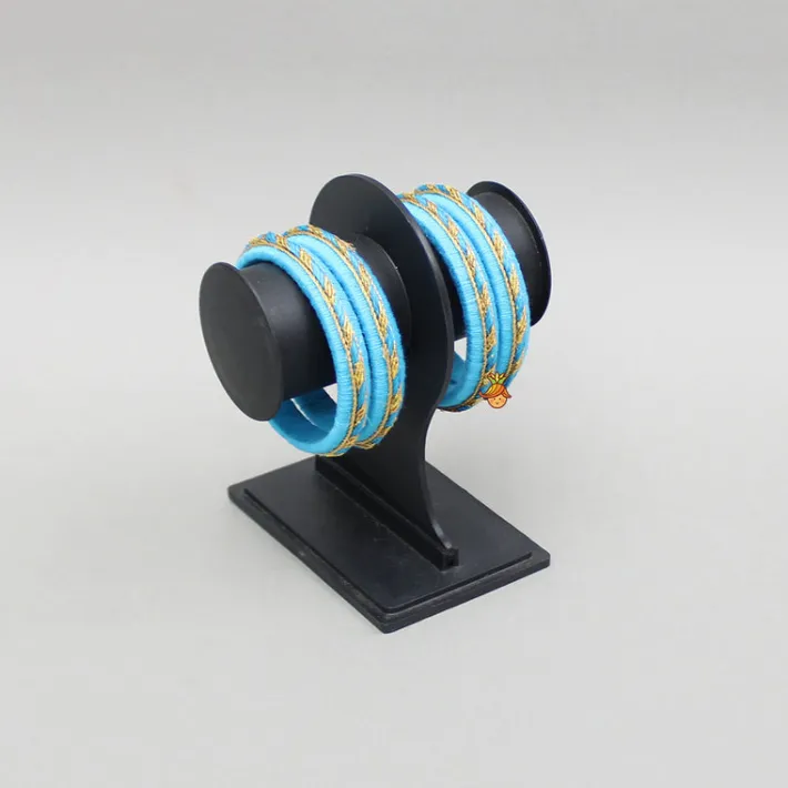 Sale Blue Thread And Lace Detailed Bangles Set Bangles
