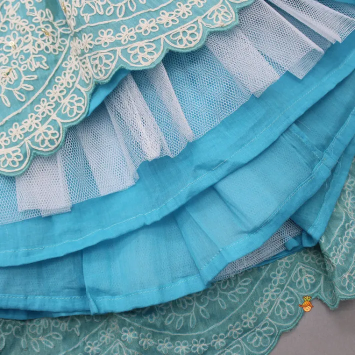 New Blue Thread Embroidered Top And Lehenga Ethnic Wear | Lehengas & Ghagras