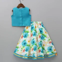 Discount Blue Top And Floral Printed Lehenga With Net Dupatta Lehengas & Ghagras | Ethnic Wear