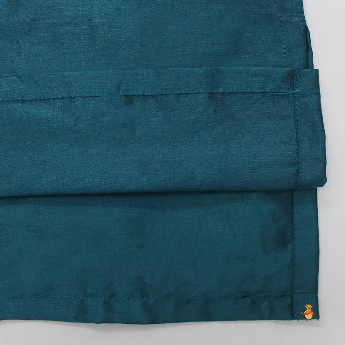 Clearance Bottle Green Kurta With Attached Jacket And Pyjama BOY Indian Ethnic Wear | Ethnic Sets