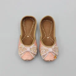 Online Bow Adorned Peach Jutti Shoes