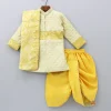 Fashion Brocade Embroidered Sherwani Style Kurta And Dhoti With Shawl BOY Twinning Sets | Indian Ethnic Wear