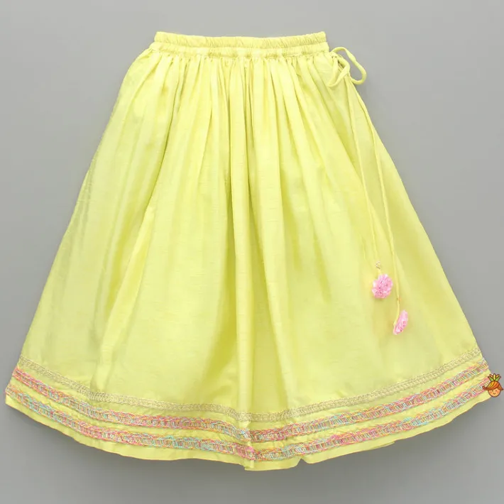 Outlet Brocade Embroidered Top With Lehenga And Dupatta Ethnic Wear | Lehengas & Ghagras