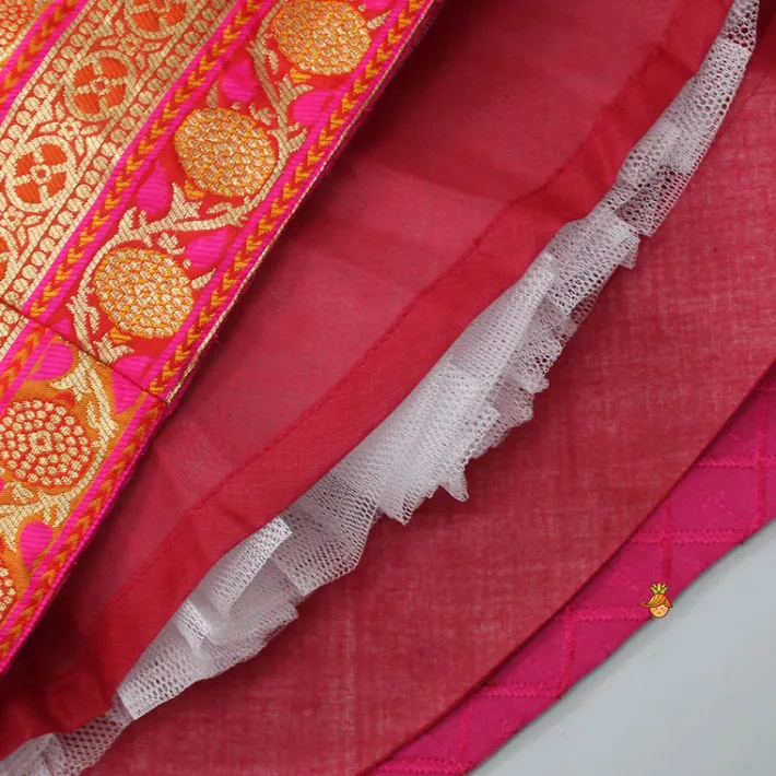 Best Brocade Strappy Top With Checks Embroidered Lehenga And Net Dupatta Ethnic Wear | Lehengas & Ghagras