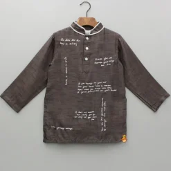 Sale Brown Embroidered Kurta And Pyjama BOY Indian Ethnic Wear | Ethnic Sets