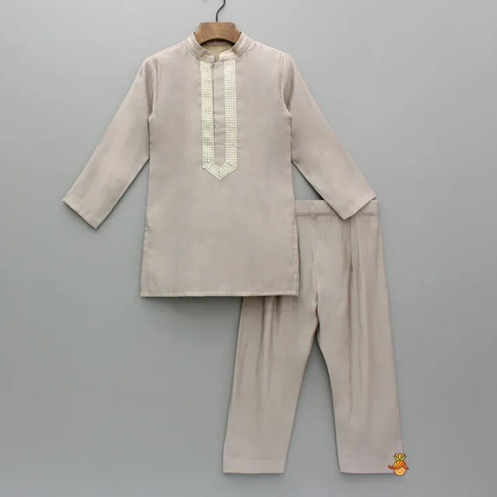 New Brown Sequin Lace Detailed Kurta With Pyjama BOY Indian Ethnic Wear | Ethnic Sets