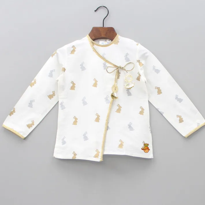Sale Bunny Print Short Kurta And Dhoti BOY Indian Ethnic Wear | Ethnic Sets