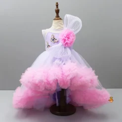 Fashion Butterfly Adorned Net High Low Dress With Matching Detachable Bow Dresses & Sets | Dresses