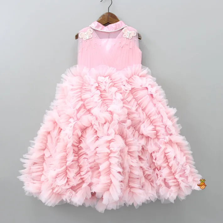 Clearance Butterfly Embellished Ruffle Gown Dresses & Sets | Gowns