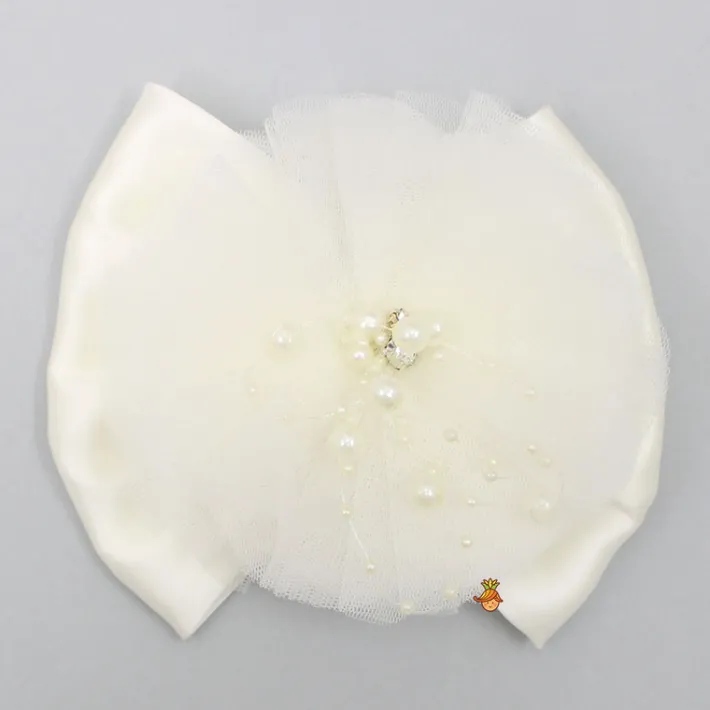 Best Butterfly Net Off White Trail Dress With Matching Bow Hair Clip Dresses & Sets | Dresses