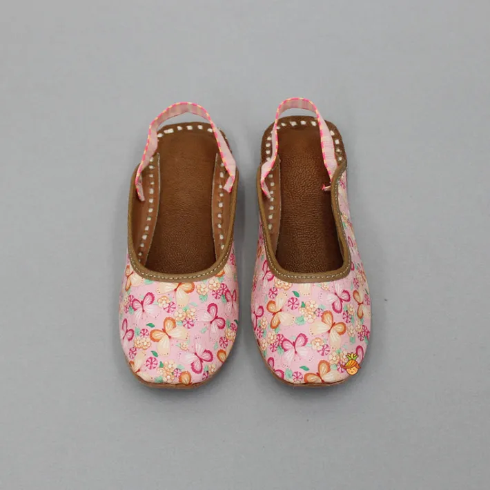 Outlet Butterfly Printed Pink Jutti Shoes
