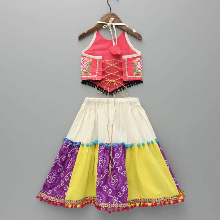Hot Butterfly Thread Embroidered Top And Multicolour Lehenga Ethnic Wear | Lehengas & Ghagras