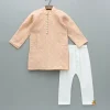 Online Butti Work Peach Kurta And Pyjama BOY Twinning Sets | Indian Ethnic Wear