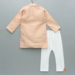 Online Butti Work Peach Kurta And Pyjama BOY Twinning Sets | Indian Ethnic Wear