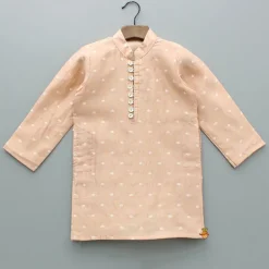 Online Butti Work Peach Kurta And Pyjama BOY Twinning Sets | Indian Ethnic Wear
