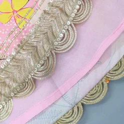 Sale Buttons Adorned Pink Top And Scalloped Lace Work Floral Lehenga Ethnic Wear | Lehengas & Ghagras