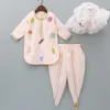 New Candies Embroidered Peach Kurti And Tulip Pant With Organza Ruffle Dupatta Ethnic Wear | Dhotis & Patialas