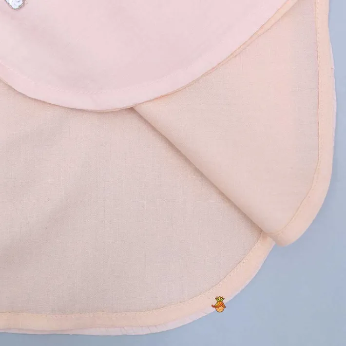 New Candies Embroidered Peach Kurti And Tulip Pant With Organza Ruffle Dupatta Ethnic Wear | Dhotis & Patialas