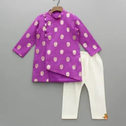 Best Chanderi Asymmetric Purple Kurta And Pyjama BOY Indian Ethnic Wear | Ethnic Sets