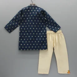 New Chanderi Embroidered Blue Kurta And Pyjama BOY Twinning Sets | Indian Ethnic Wear