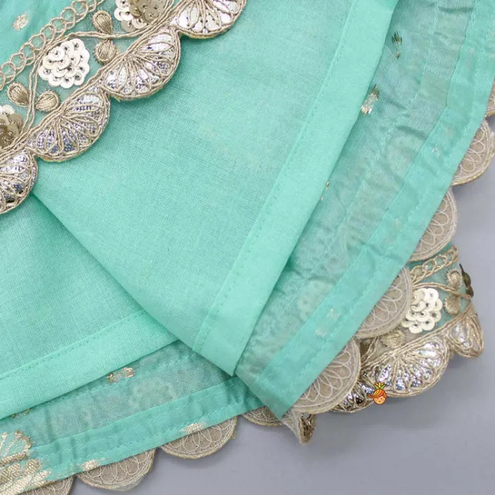 New Chanderi Embroidered Green Top And Lehenga With Matching Dupatta Ethnic Wear | Lehengas & Ghagras