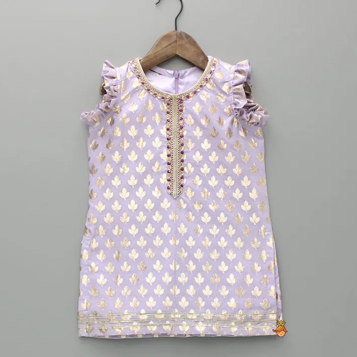 Sale Chanderi Embroidered Kurti With Palazzo And Dupatta Ethnic Wear | Palazzos & Shararas