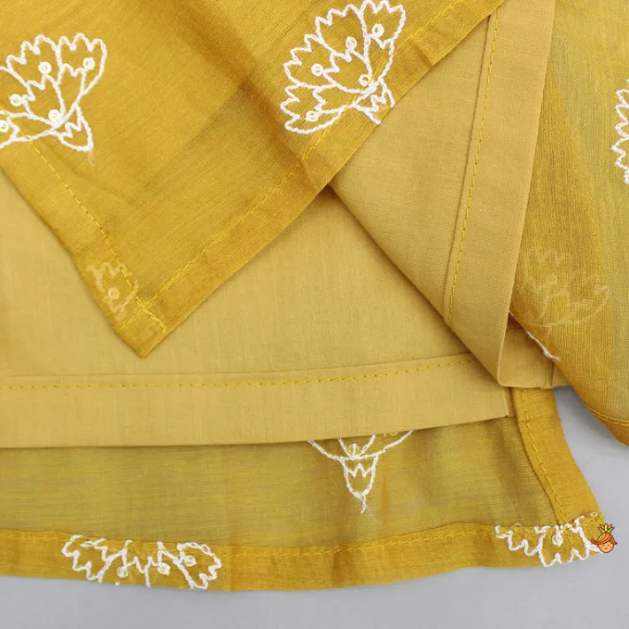Discount Chanderi Embroidered Mustard Kurta And Pyjama BOY Indian Ethnic Wear | Ethnic Sets