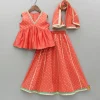 Online Chanderi Embroidered Orange Kurti And Lehenga With Dupatta Lehengas & Ghagras | Ethnic Wear