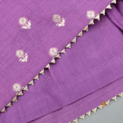 Clearance Chanderi Embroidered Purple Kurti And Salwar With Gota Lace Work Dupatta Ethnic Wear | Churidars & Salwars