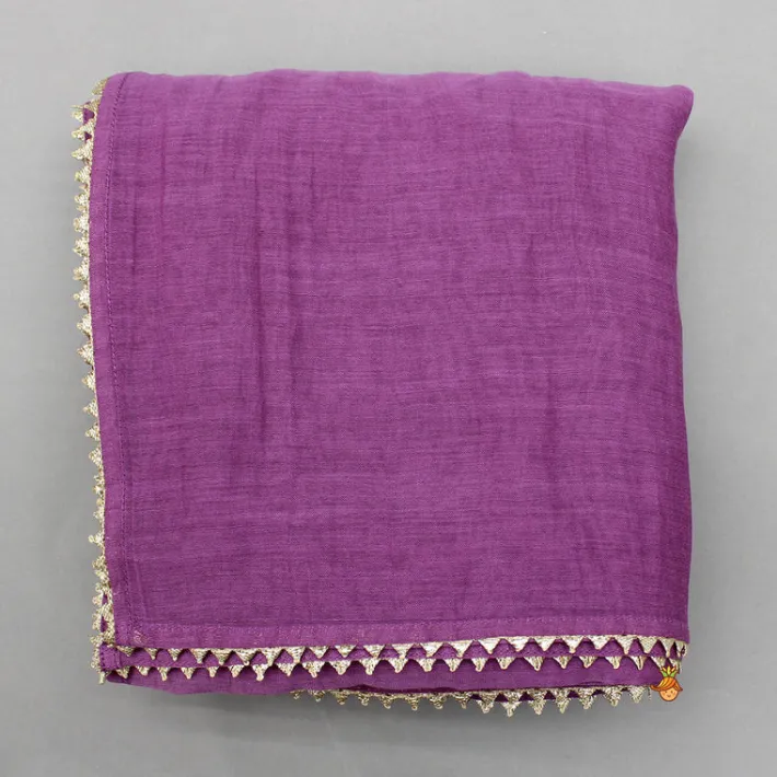 Clearance Chanderi Embroidered Purple Kurti And Salwar With Gota Lace Work Dupatta Ethnic Wear | Churidars & Salwars