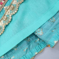 Clearance Chanderi Embroidered Teal Green Top And Lehenga With Contrasting Dupatta Ethnic Wear | Lehengas & Ghagras