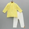 Sale Chanderi Embroidered Yellow Kurta And Pyjama BOY Indian Ethnic Wear | Ethnic Sets